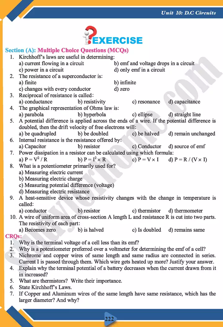 chapter 10 d c circuits physics 11th text book 26