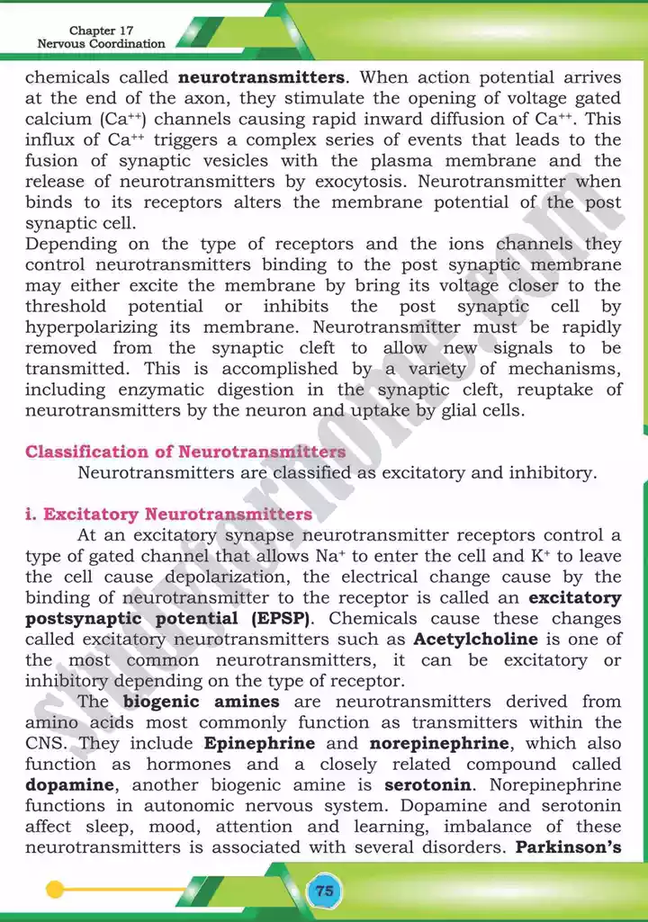 chapter 17 nervous coordination biology 12th text book 16