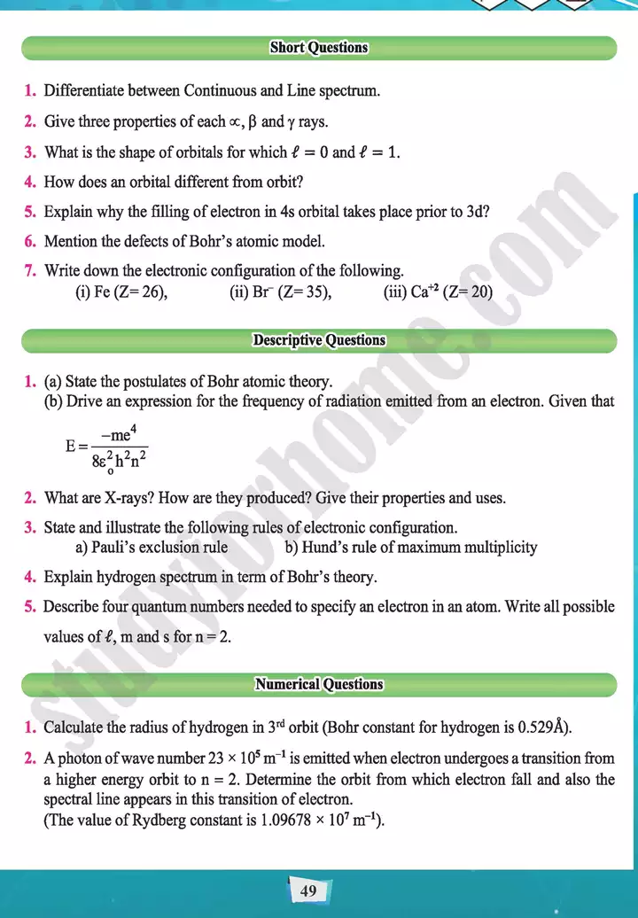 chapter 2 atomic structure chemistry 11th text book 28