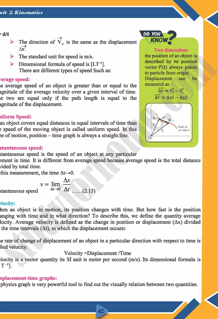 chapter 2 kinematics physics 11th text book 13