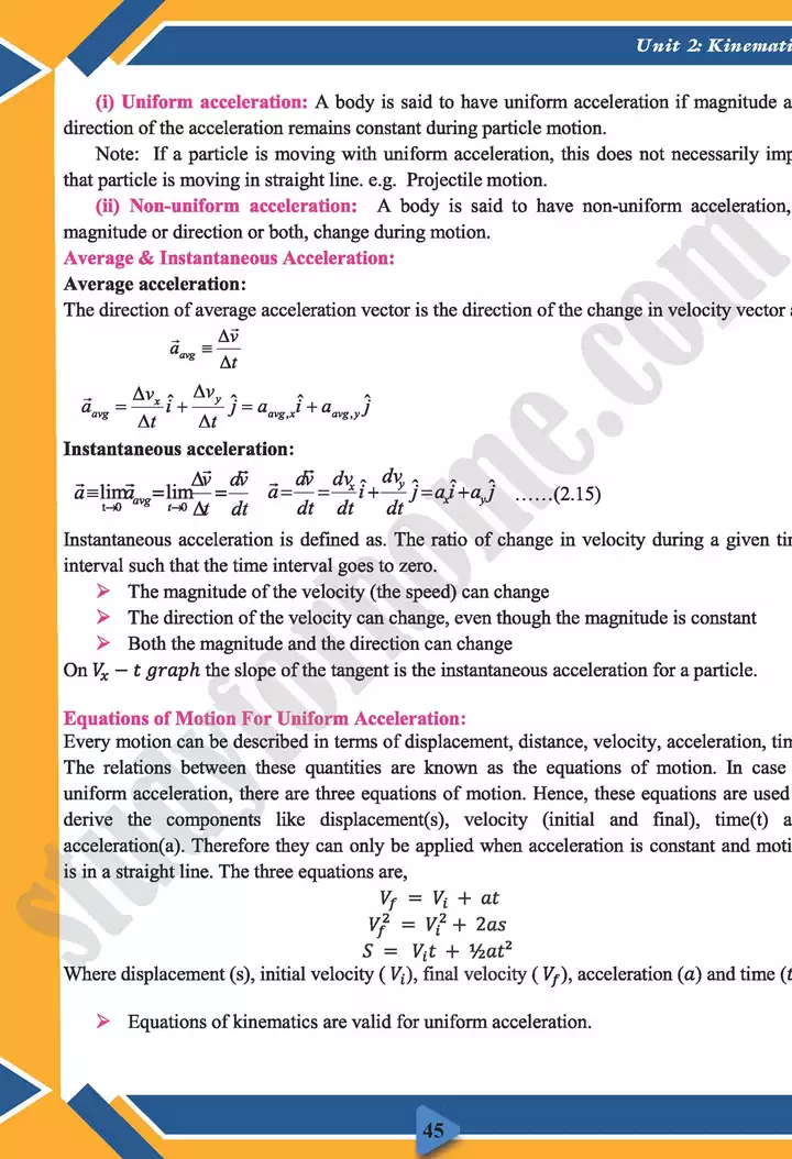 chapter 2 kinematics physics 11th text book 16