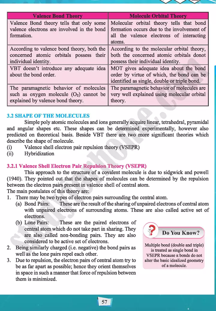 chapter 3 theories of covalent bonding and shapes of molecules chemistry 11th text book 08