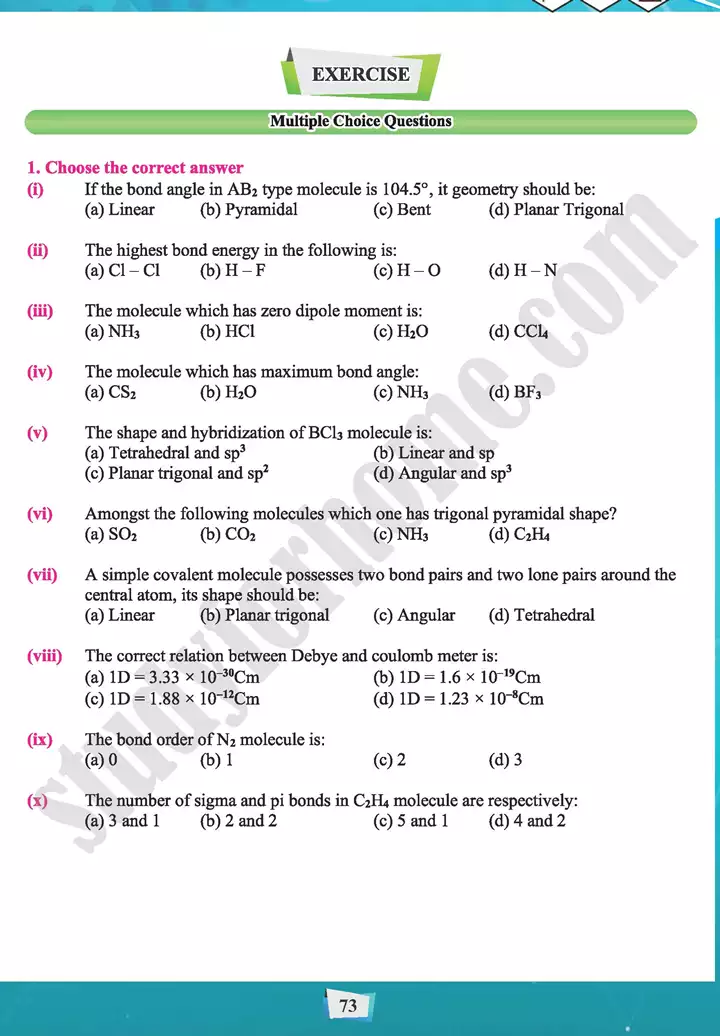 chapter 3 theories of covalent bonding and shapes of molecules chemistry 11th text book 24