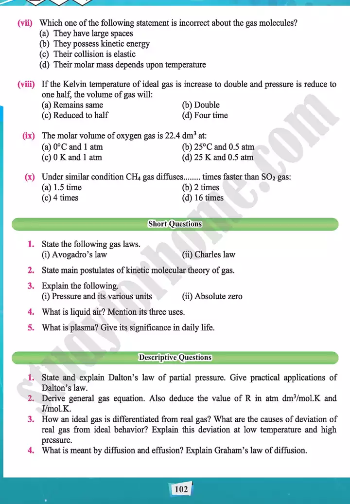 chapter 4 state of matter 1 gas chemistry 11th text book 28