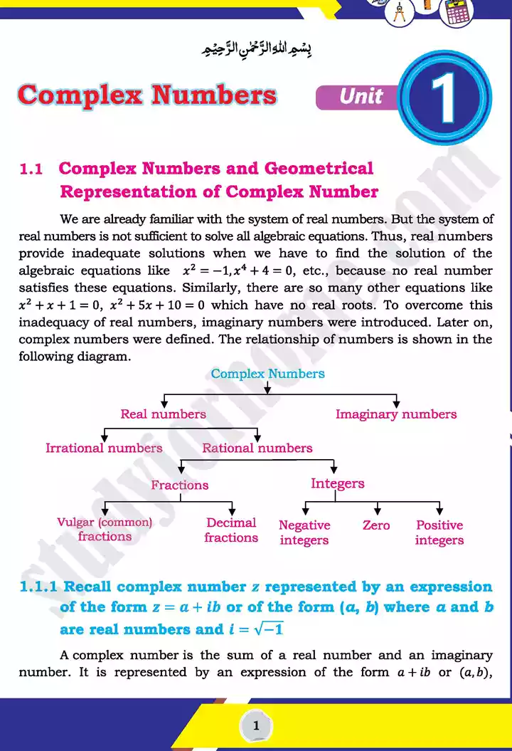 unit-1-complex-numbers-mathematics-11th-text-book