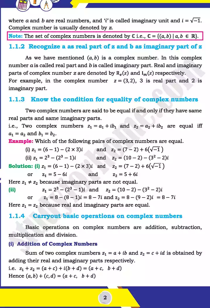 unit 1 complex numbers mathematics 11th text book 02