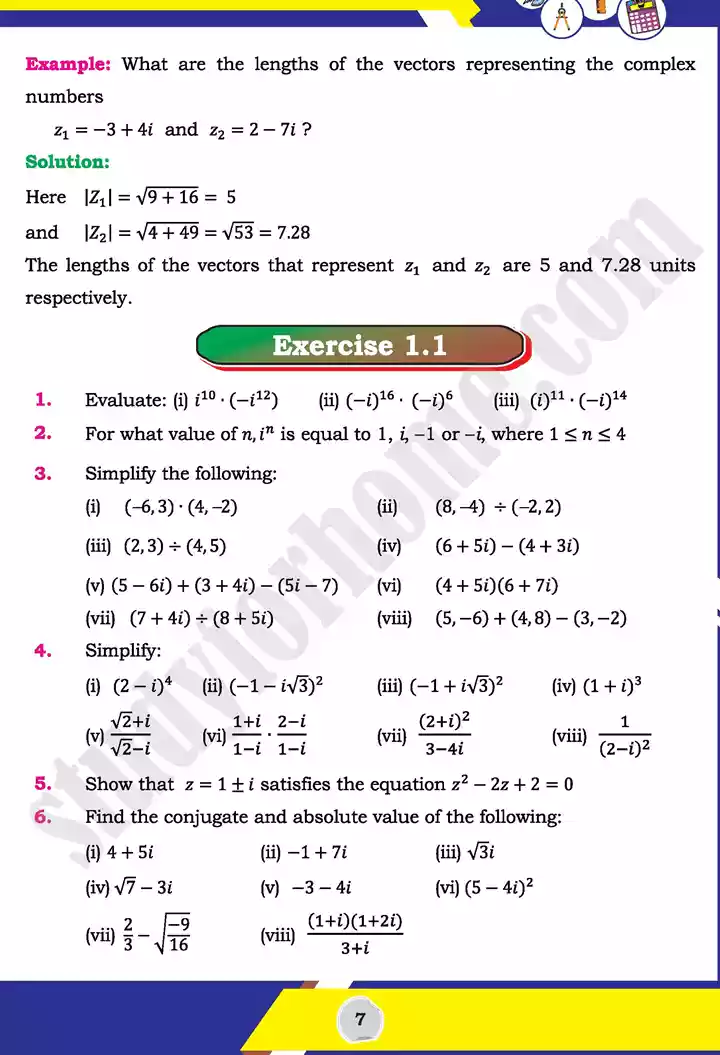 unit 1 complex numbers mathematics 11th text book 07