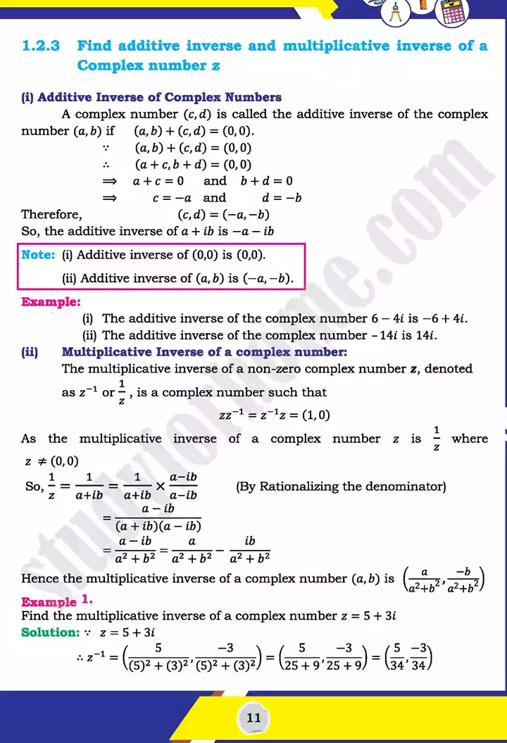 unit 1 complex numbers mathematics 11th text book 11