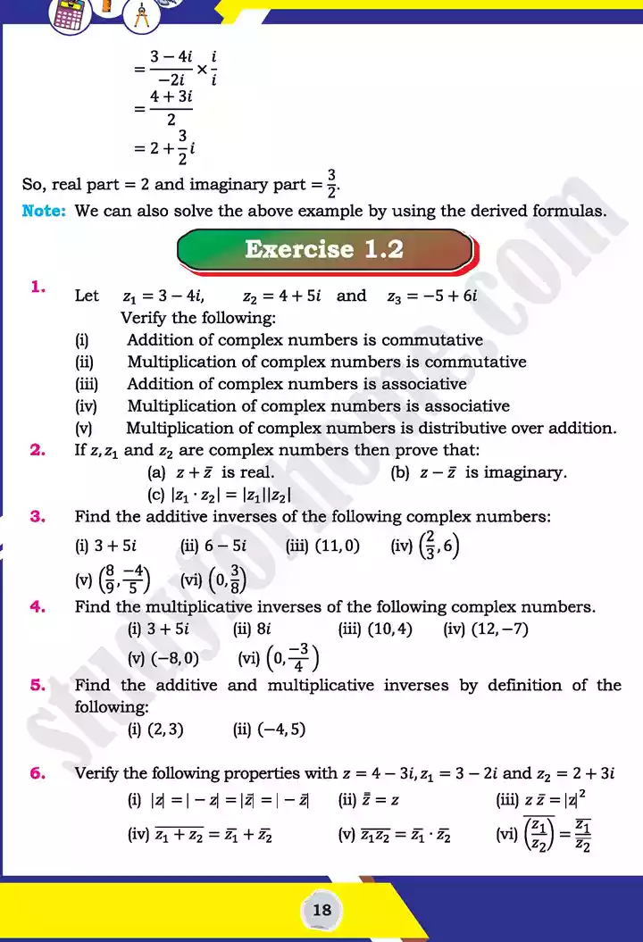 unit 1 complex numbers mathematics 11th text book 18