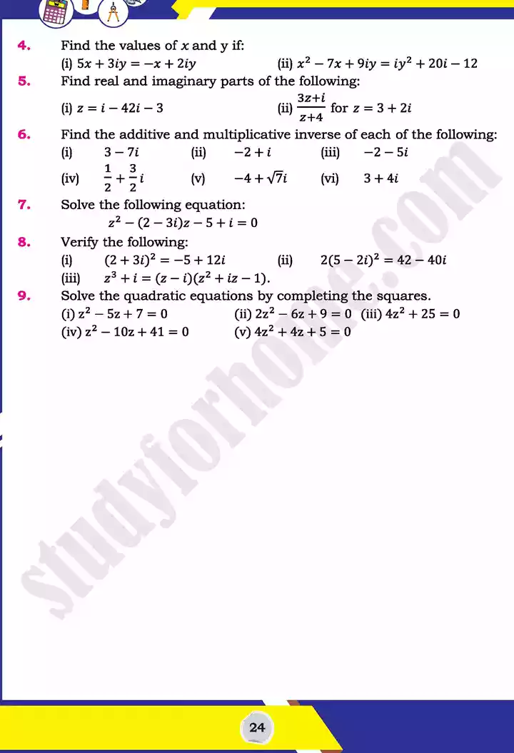 unit 1 complex numbers mathematics 11th text book 24