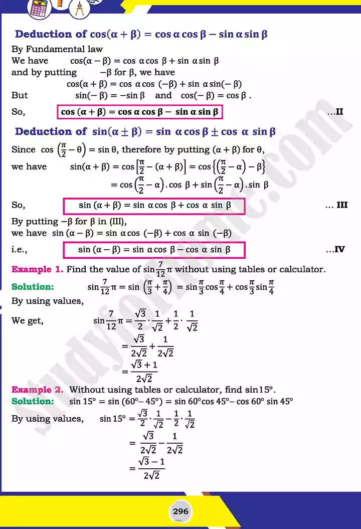 unit 10 trigonometric identities of sum mathematics 11th text book 05