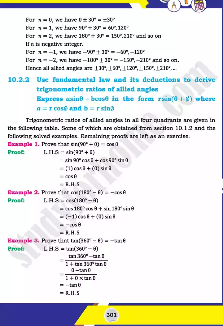 unit 10 trigonometric identities of sum mathematics 11th text book 10