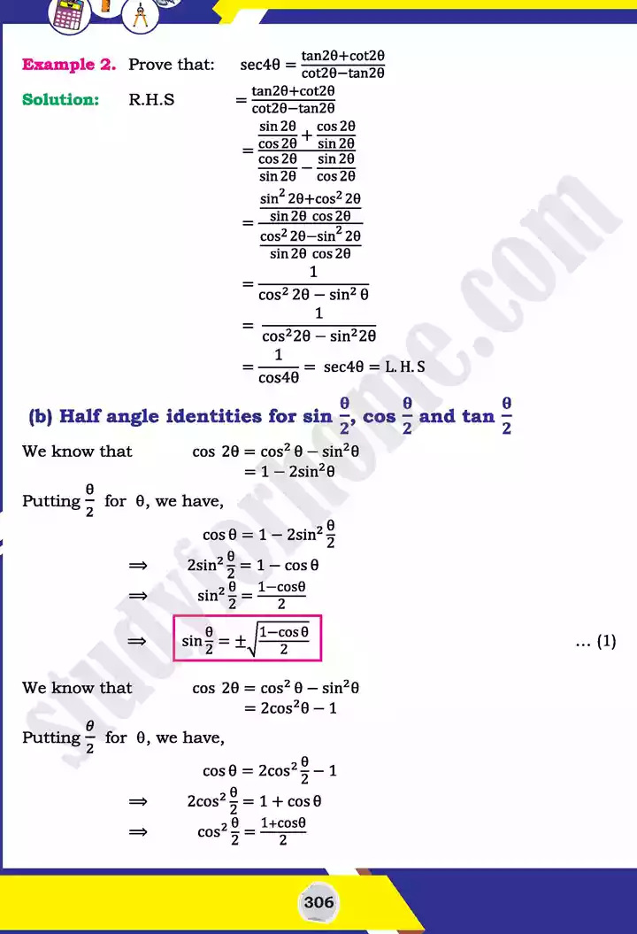 unit 10 trigonometric identities of sum mathematics 11th text book 15