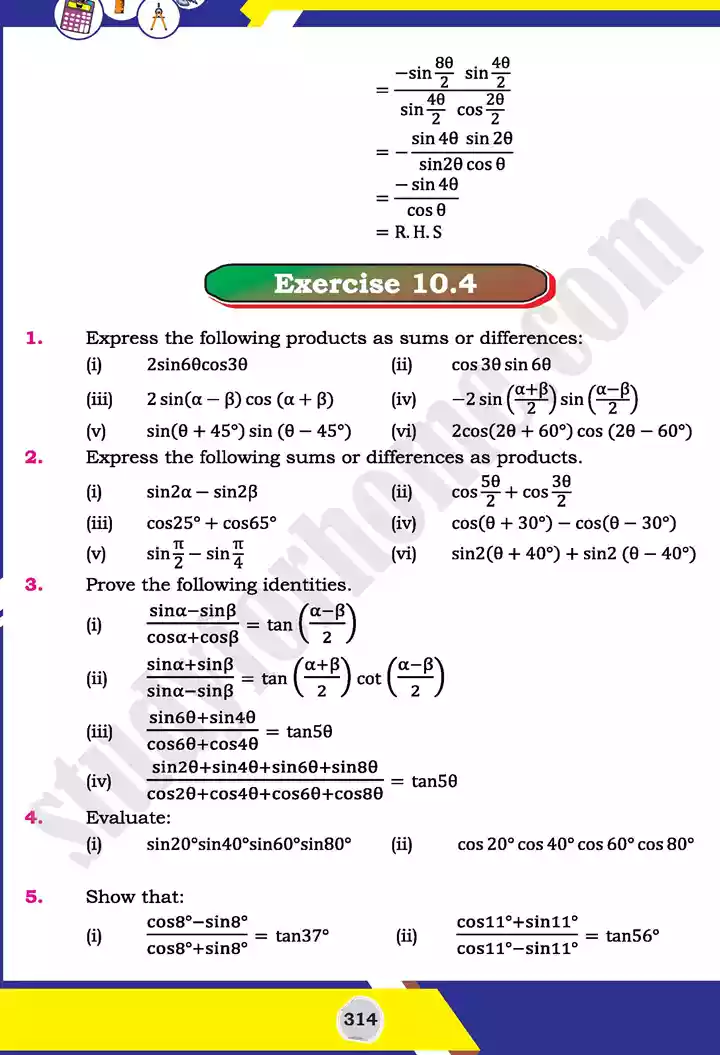 unit 10 trigonometric identities of sum mathematics 11th text book 23