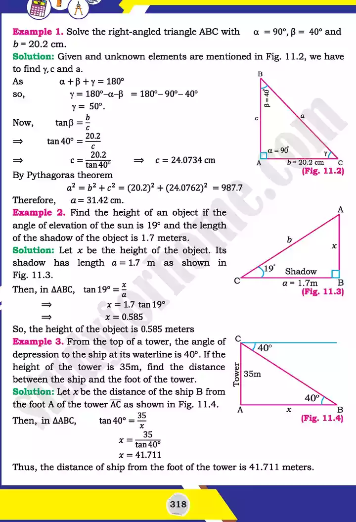 unit 11 application of trigonometry mathematics 11th text book 02