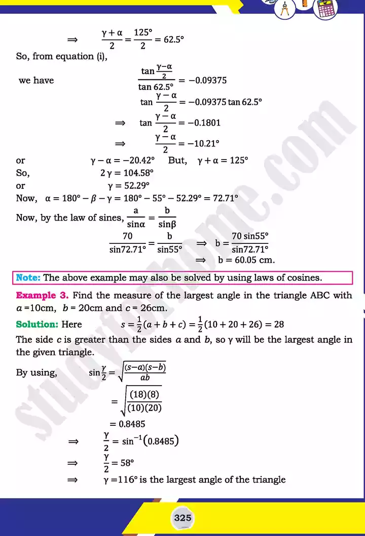 unit 11 application of trigonometry mathematics 11th text book 09