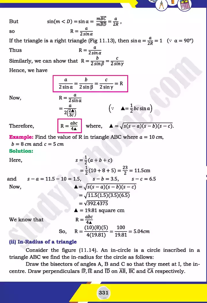 unit 11 application of trigonometry mathematics 11th text book 15