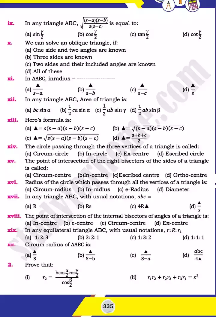 unit 11 application of trigonometry mathematics 11th text book 19