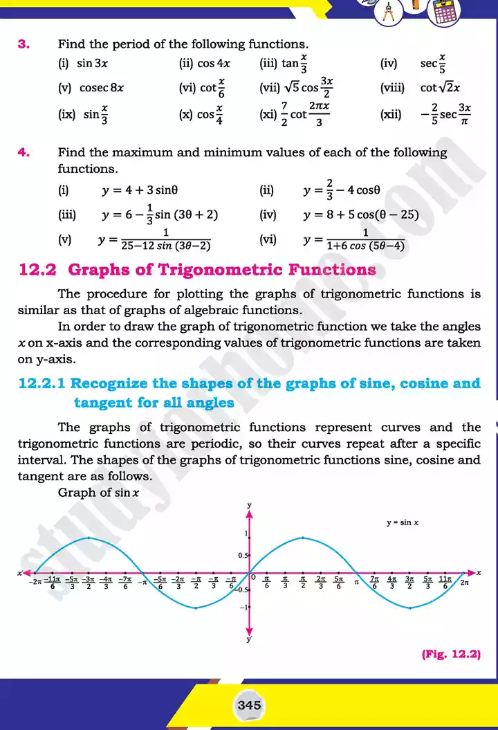 unit 12 graphs of trigonometric mathematics 11th text book 09