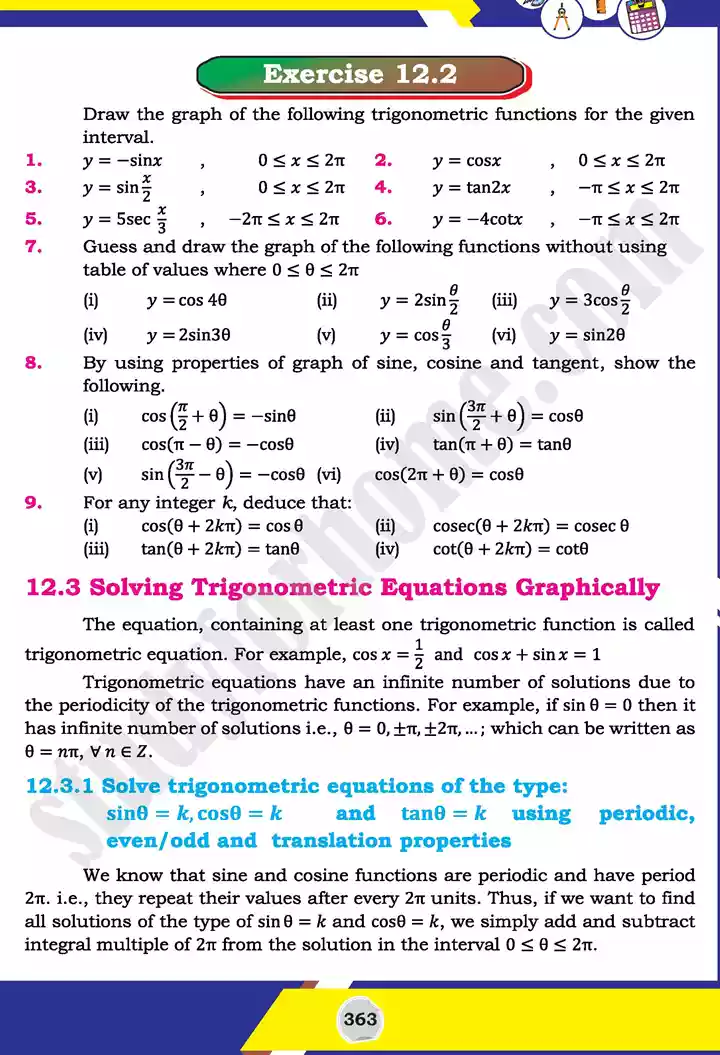 unit 12 graphs of trigonometric mathematics 11th text book 27