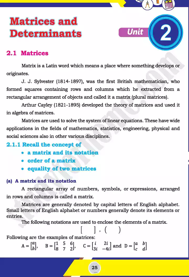 unit 2 matrices and determinants mathematics 11th text book 01