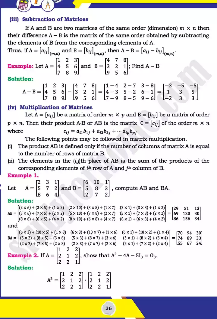 unit 2 matrices and determinants mathematics 11th text book 12