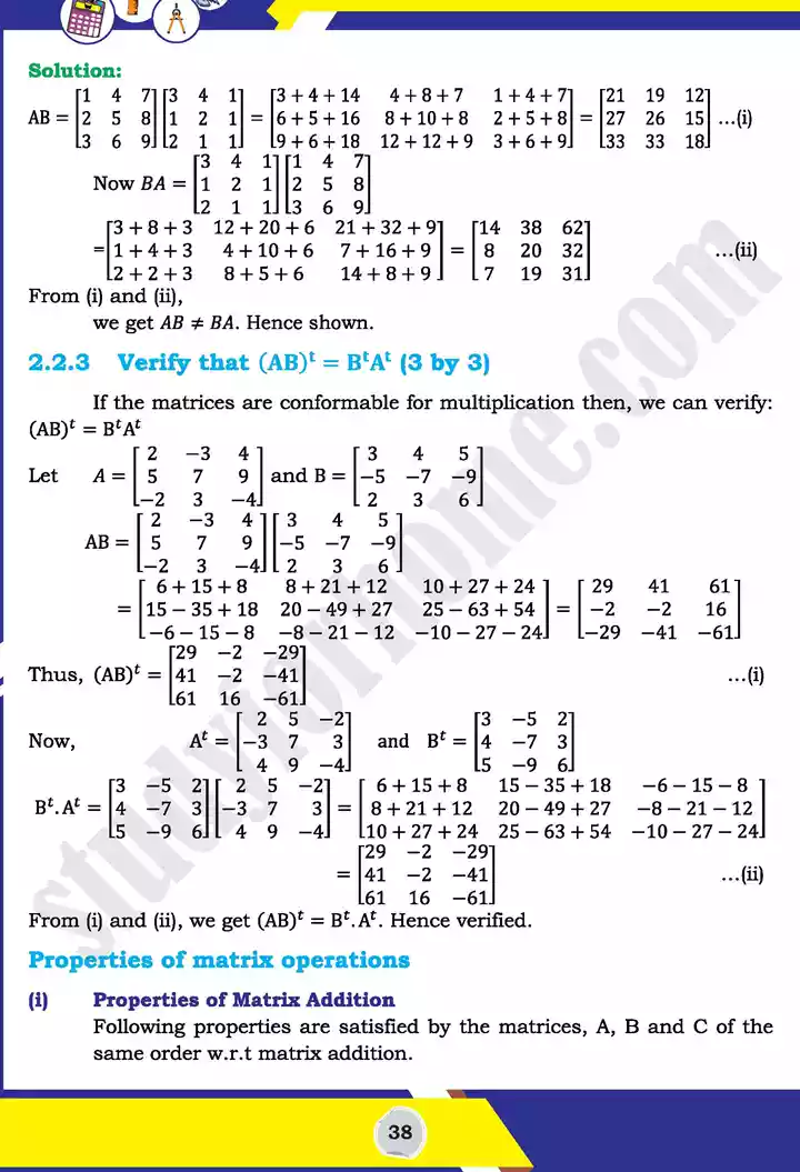 unit 2 matrices and determinants mathematics 11th text book 14