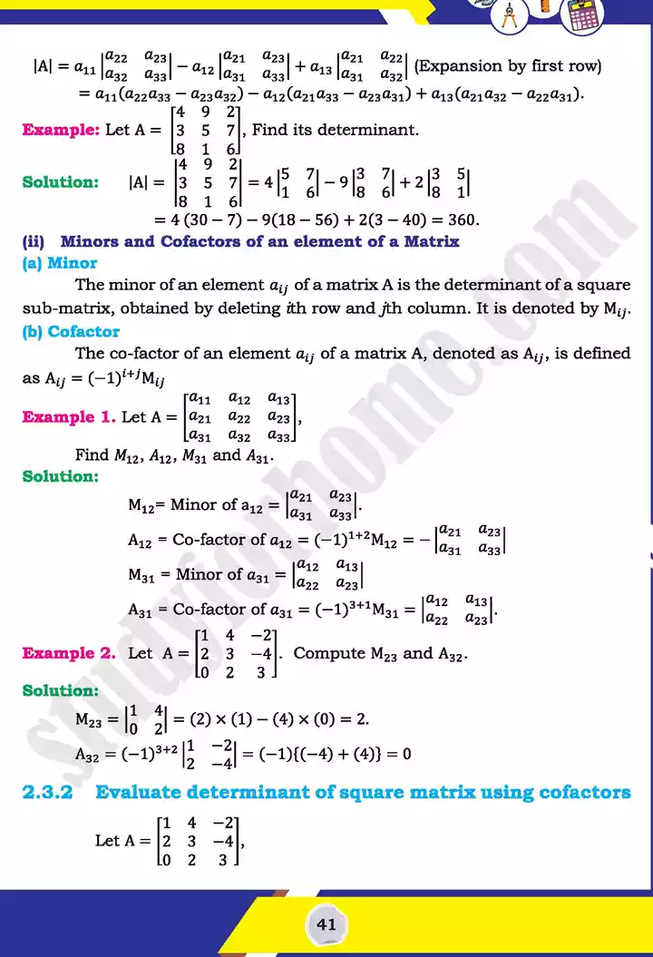 unit 2 matrices and determinants mathematics 11th text book 17