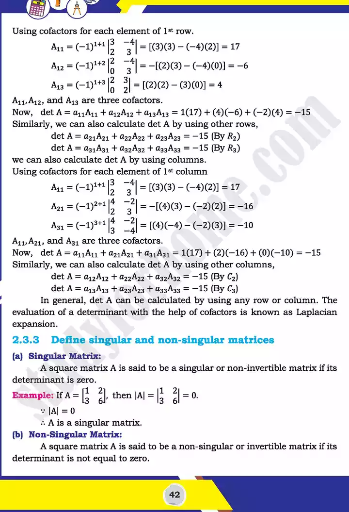 unit 2 matrices and determinants mathematics 11th text book 18