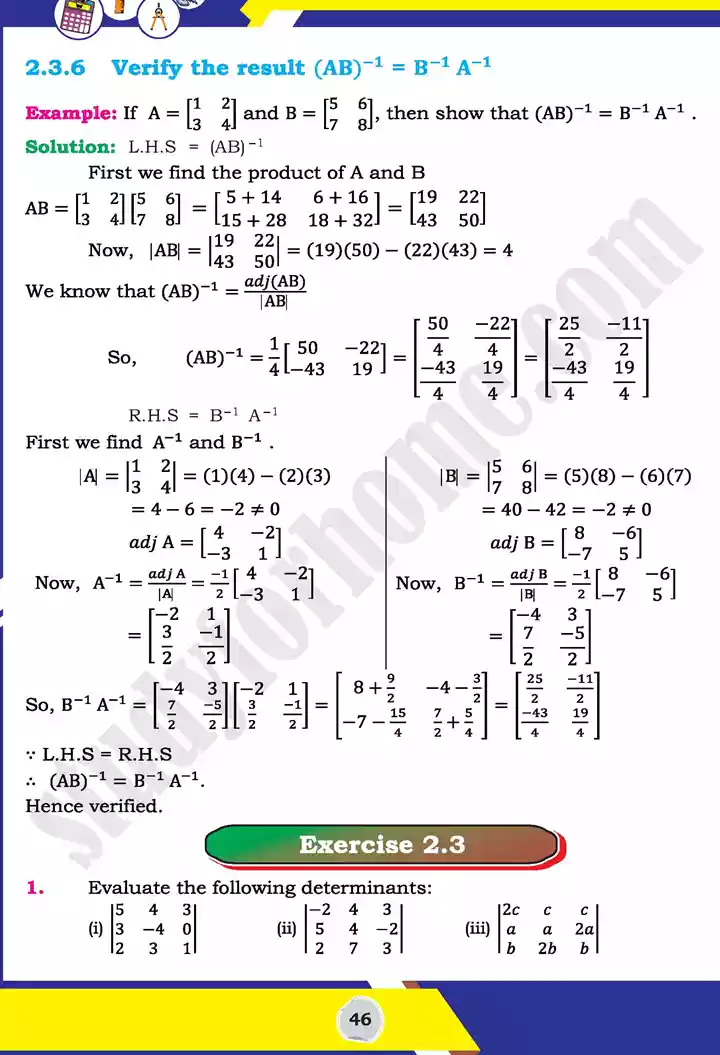 unit 2 matrices and determinants mathematics 11th text book 22