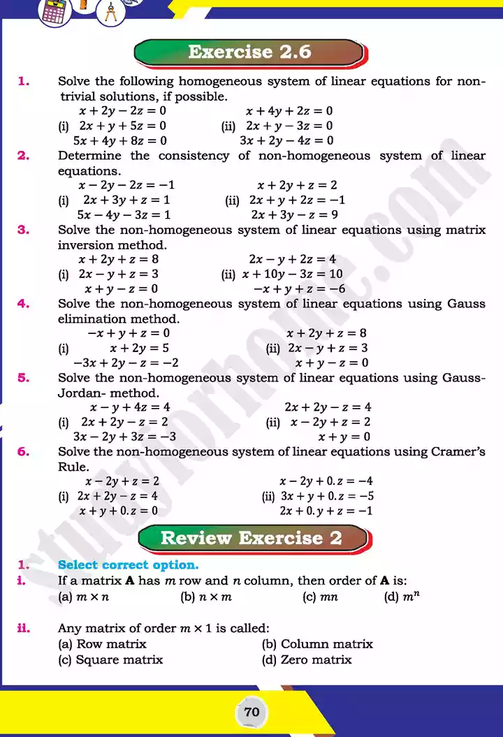 unit 2 matrices and determinants mathematics 11th text book 46