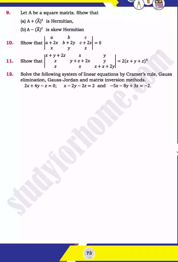 unit 2 matrices and determinants mathematics 11th text book 49