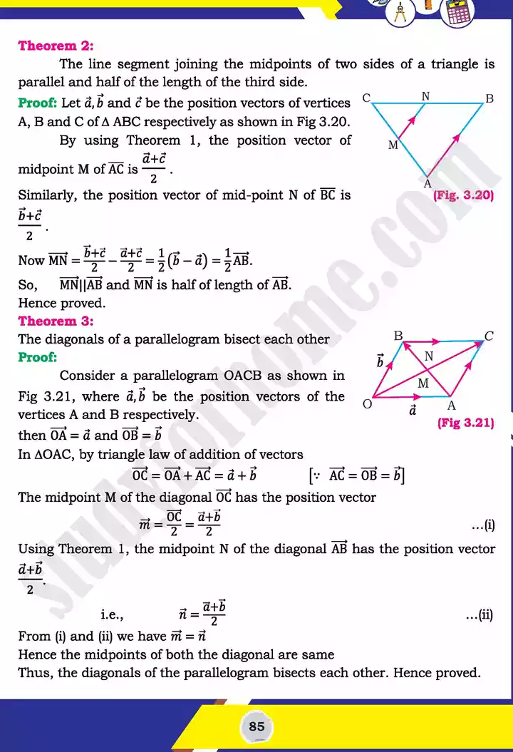 unit 3 vectors mathematics 11th text book 12