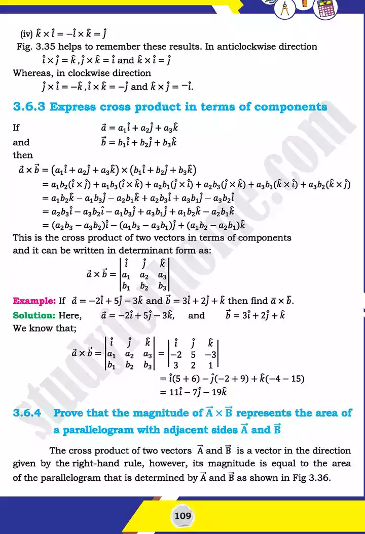 unit 3 vectors mathematics 11th text book 36