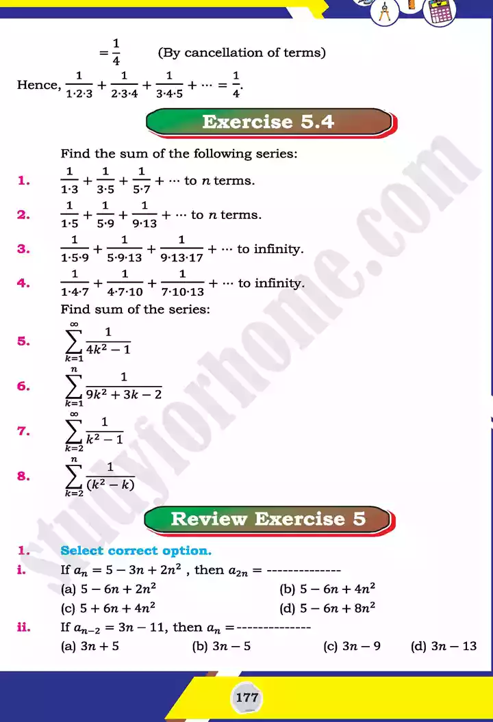 unit 5 miscellaneous series mathematics 11th text book 16