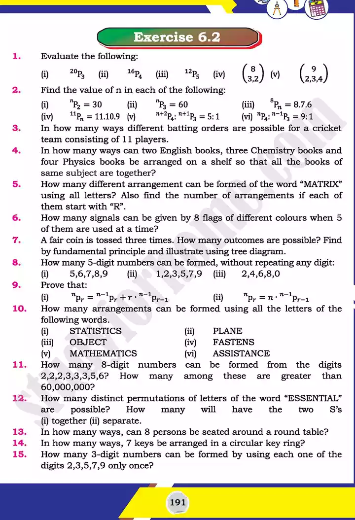 unit 6 permutation combination and probability mathematics 11th text book 13