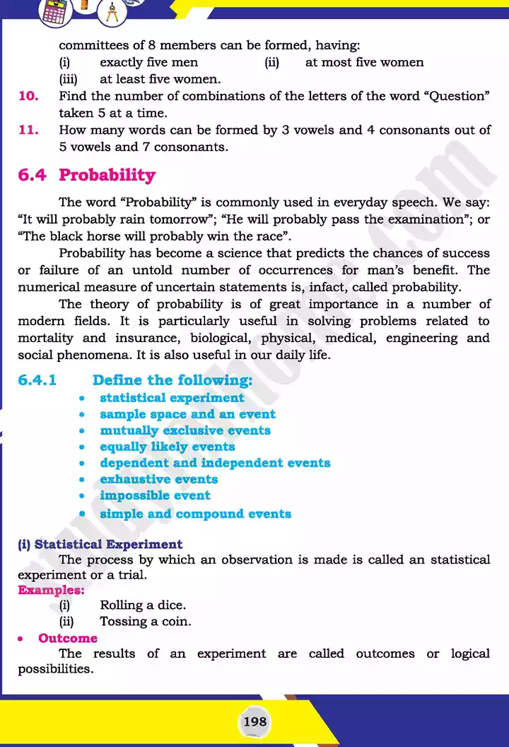 unit 6 permutation combination and probability mathematics 11th text book 20