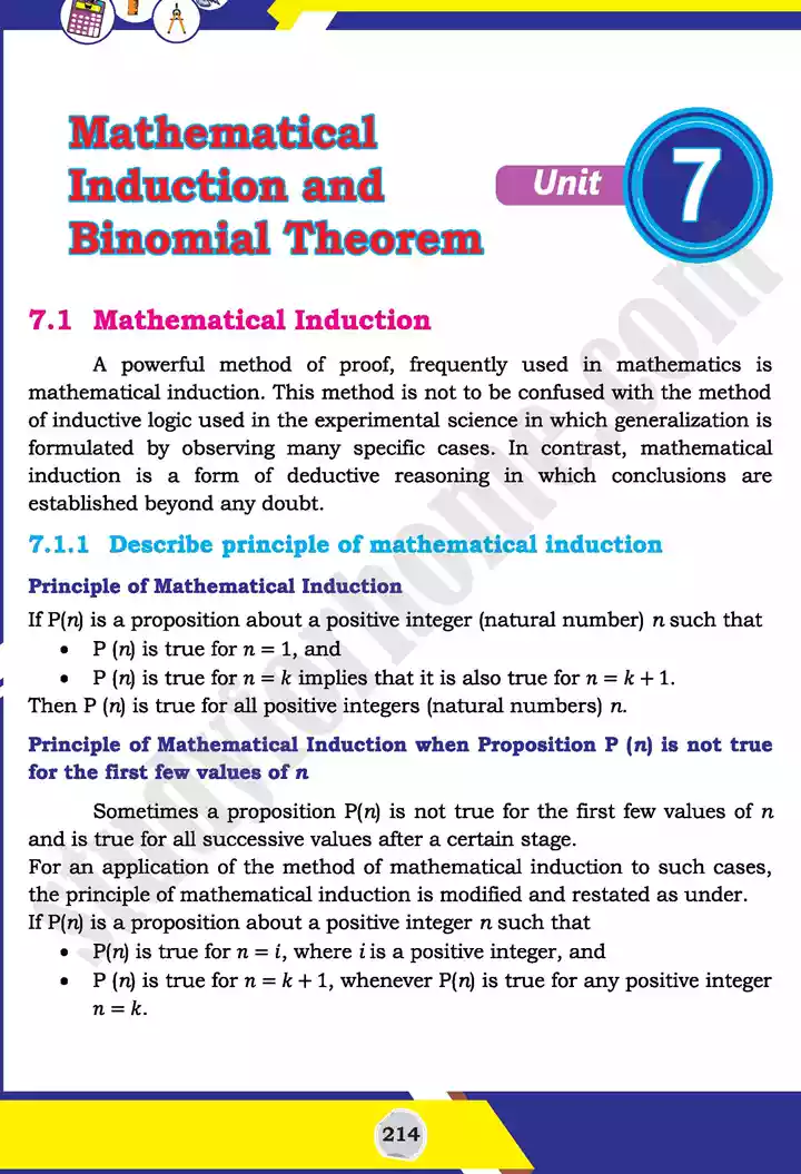 unit 7 mathematical induction and binomial theorem mathematics 11th text book 01