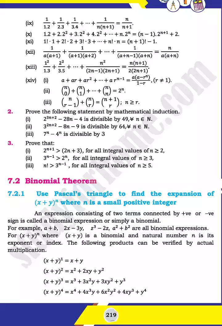 unit 7 mathematical induction and binomial theorem mathematics 11th text book 06