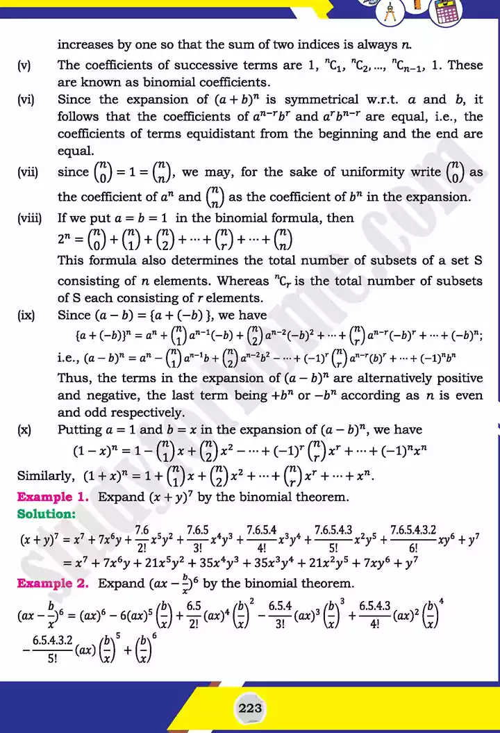 unit 7 mathematical induction and binomial theorem mathematics 11th text book 10