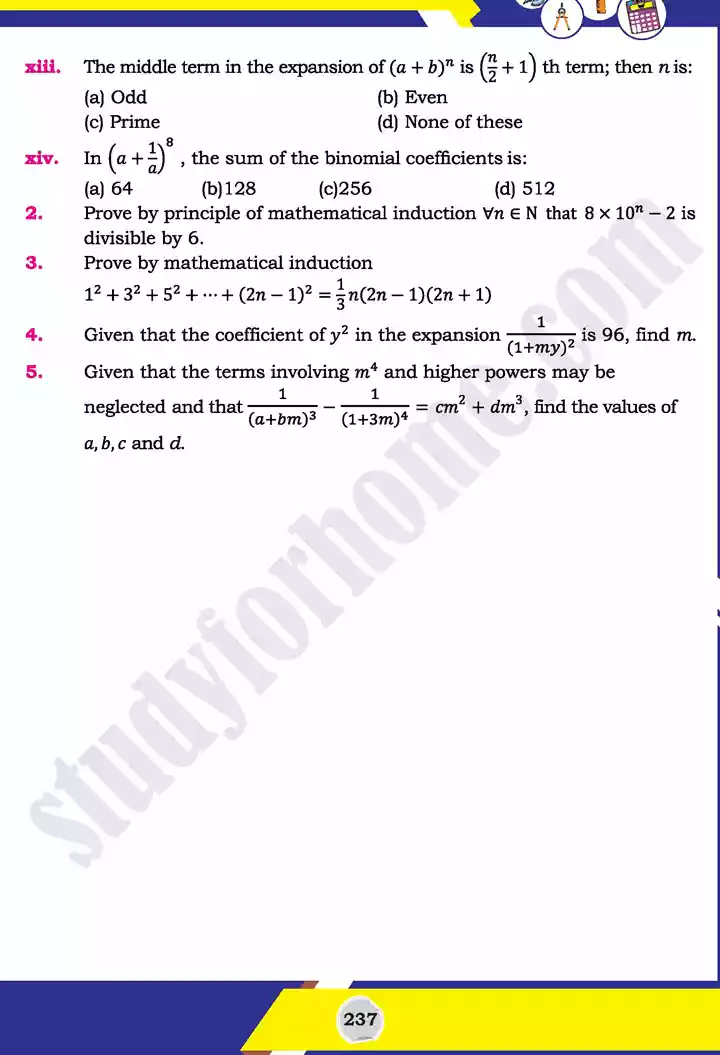 unit 7 mathematical induction and binomial theorem mathematics 11th text book 24