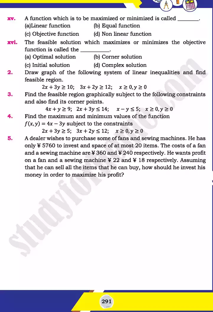 unit 9 linear programming lp mathematics 11th text book 25