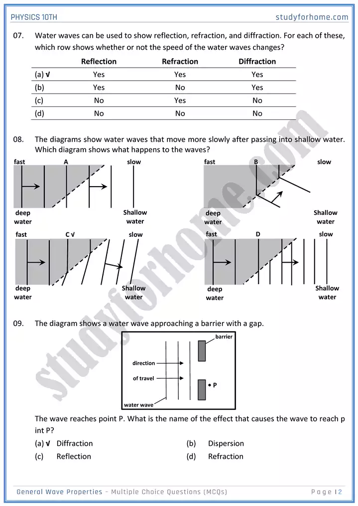 chapter 10 general wave properties multiple choice questions physics 10th 02