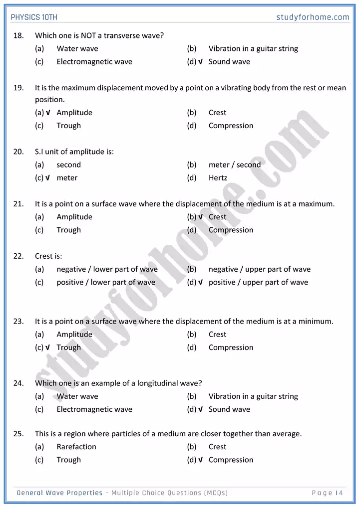 chapter 10 general wave properties multiple choice questions physics 10th 04