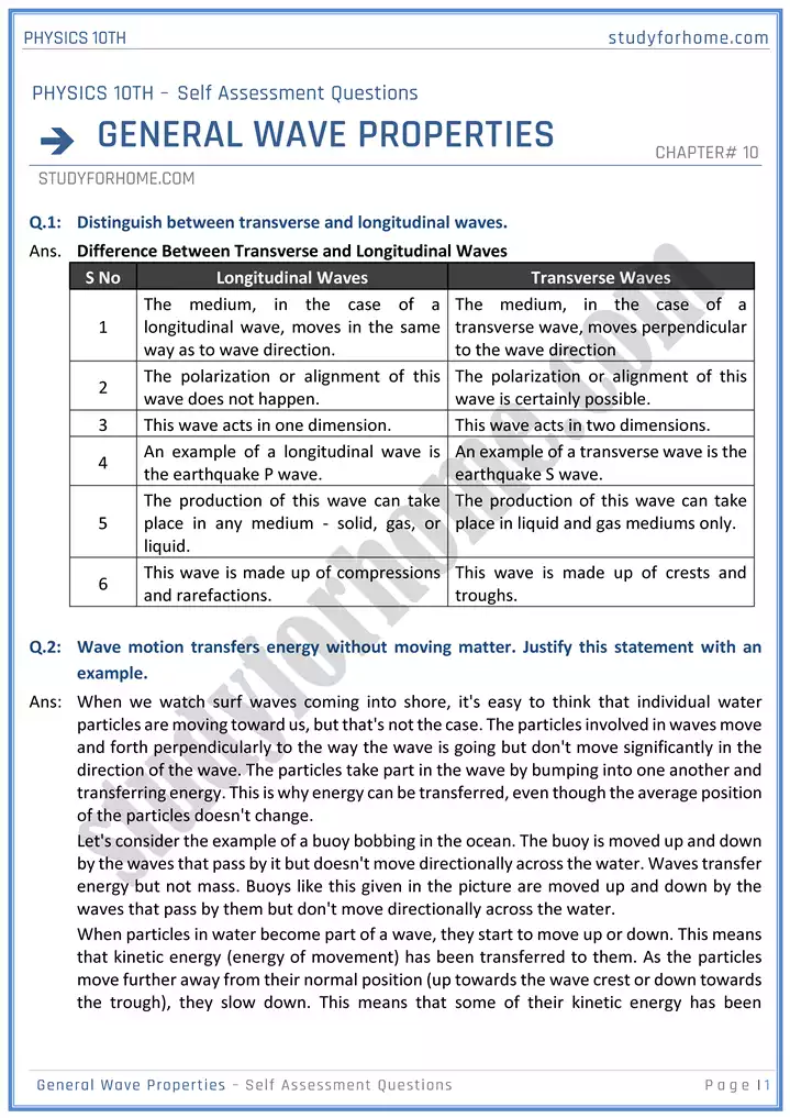 chapter 10 general wave properties self assessment questions physics 10th 01