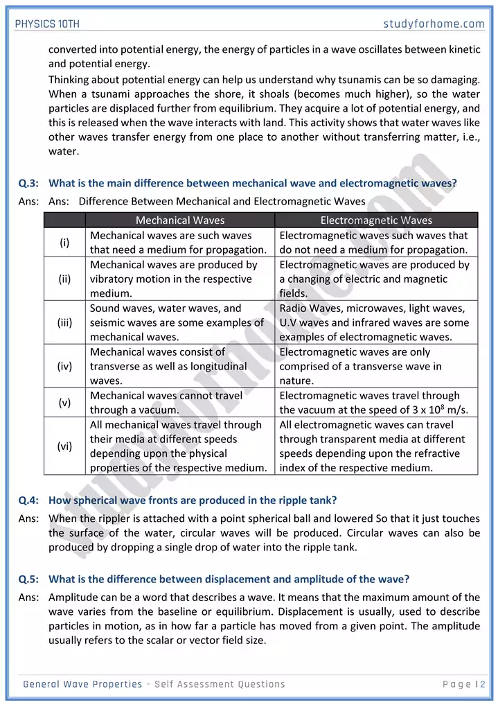 chapter 10 general wave properties self assessment questions physics 10th 02