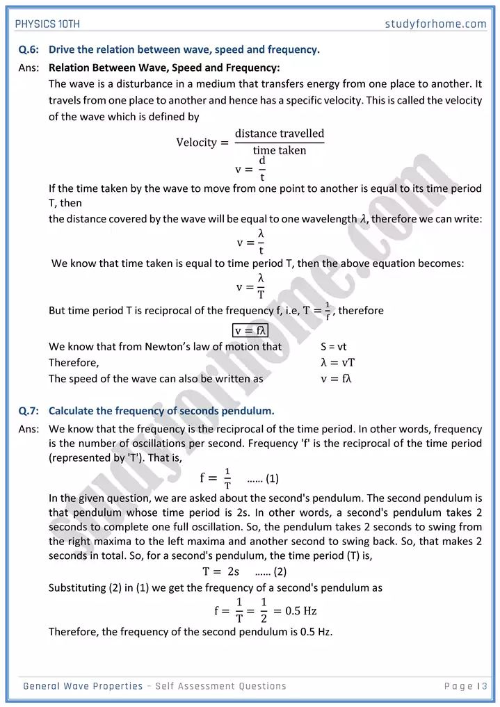 chapter 10 general wave properties self assessment questions physics 10th 03