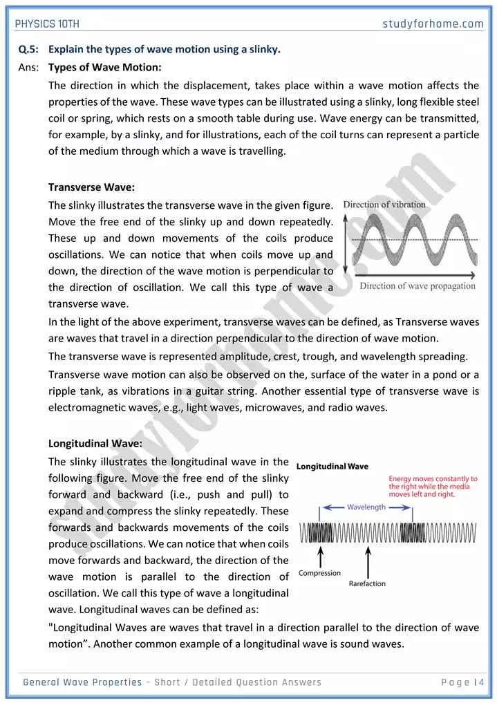 chapter 10 general wave properties short and detailed question answers physics 10th 04