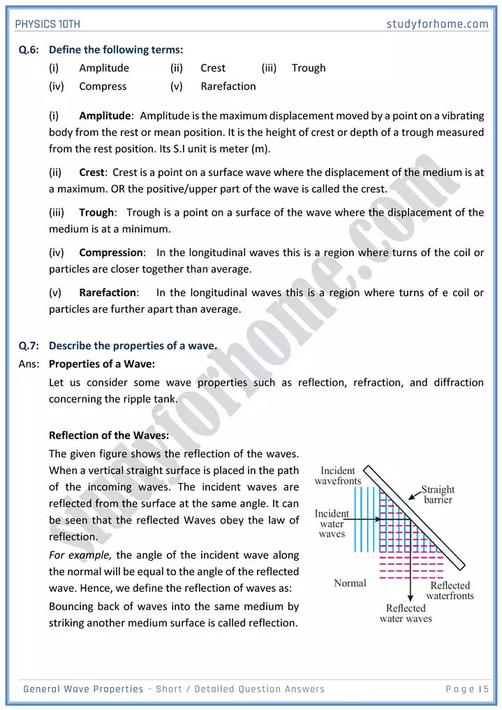 chapter 10 general wave properties short and detailed question answers physics 10th 05