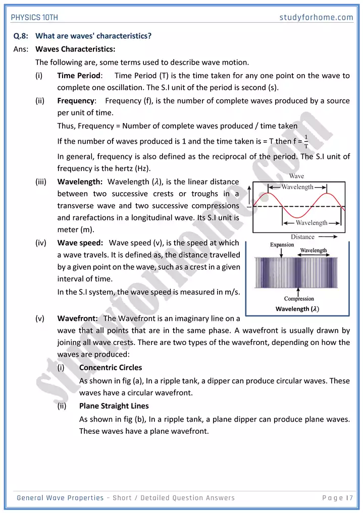 chapter 10 general wave properties short and detailed question answers physics 10th 07